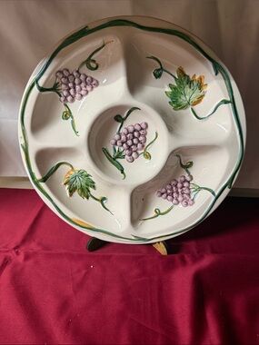 1870 Antique Grape Platter with Separate Comparable Plate for Food and Dip